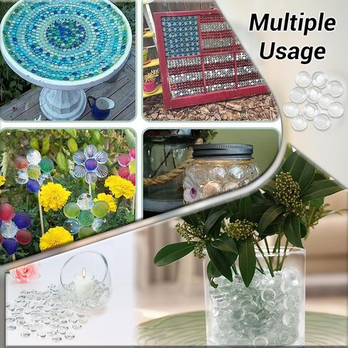 ARSUK Clear Flat Glass Pebbles, (5 LBS) Marbles for Vases, Glass Marbles, 400 Pcs Vase Fillers, Table Scatter for Weddings, Aquarium Stones, Candle Holders, Crafts, Glass Beads for Vases, (0.7-0.8") in Saudi Arabia