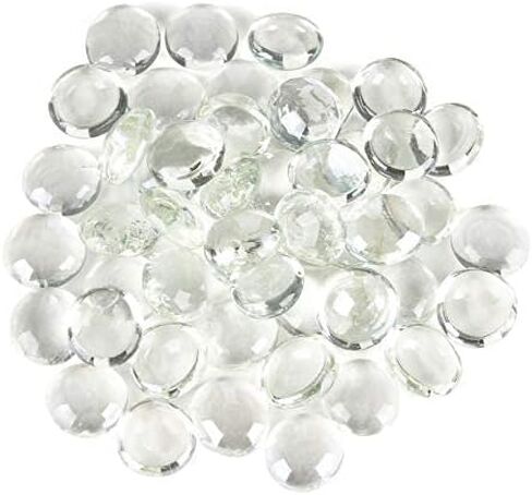 ARSUK Clear Flat Glass Pebbles, (5 LBS) Marbles for Vases, Glass Marbles, 400 Pcs Vase Fillers, Table Scatter for Weddings, Aquarium Stones, Candle Holders, Crafts, Glass Beads for Vases, (0.7-0.8") in Saudi Arabia