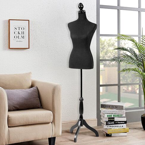 Dress Form for Sewing Clothes Mannequin Stand Female Adjustable Manikin Body for Displays Women Jewelry Torso Model with Tripod Stand,Black in Kuwait