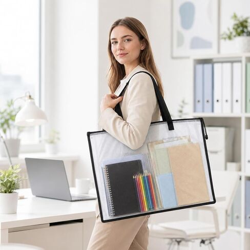 InnoHHustle 6Pcs Clear Art Portfolio Bag, 18"X26" Posters Storage Case with Zipper and Handle in Kuwait