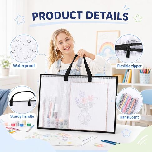 InnoHHustle 6Pcs Clear Art Portfolio Bag, 18"X26" Posters Storage Case with Zipper and Handle in Kuwait