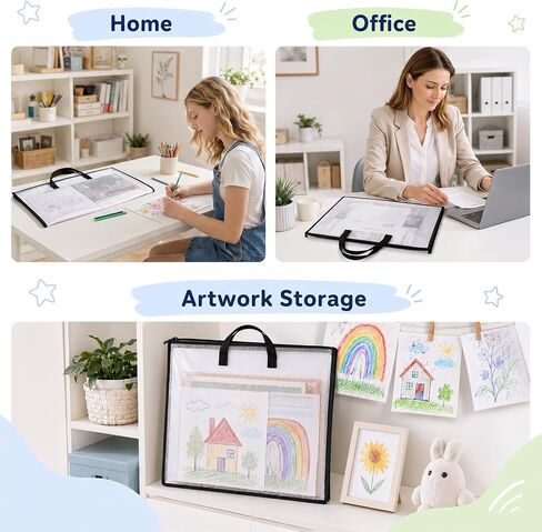InnoHHustle 6Pcs Clear Art Portfolio Bag, 18"X26" Posters Storage Case with Zipper and Handle in Kuwait