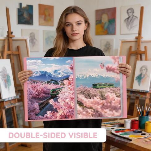 Diamond Art Storage Book, 30 Pages 60 Views Portfolio Folder for Diamond Painting, A3 Waterproof Art Portfolio Binder with Clear Sleeves, Presentation Book for Artwork, Yellow in Saudi Arabia