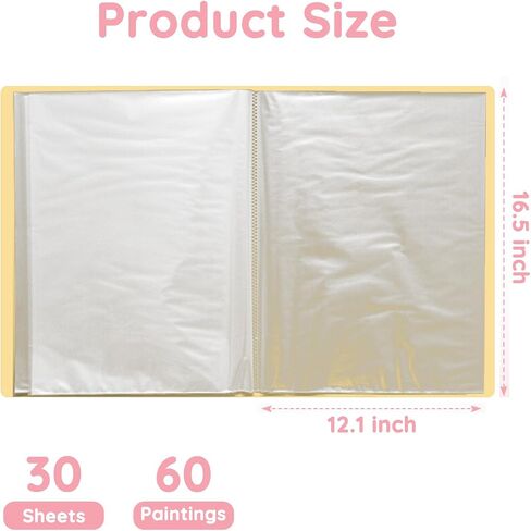 Diamond Art Storage Book, 30 Pages 60 Views Portfolio Folder for Diamond Painting, A3 Waterproof Art Portfolio Binder with Clear Sleeves, Presentation Book for Artwork, Yellow in Saudi Arabia