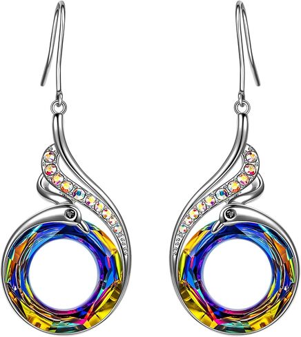 Kate Lynn "Rise From the Ashes" Phoenix Earrings, Sterling Silver Dangle Earrings with Crystals from Austria, Birthday Gift with Jewelry Box, Symbol of Luck and Renewal in Kuwait