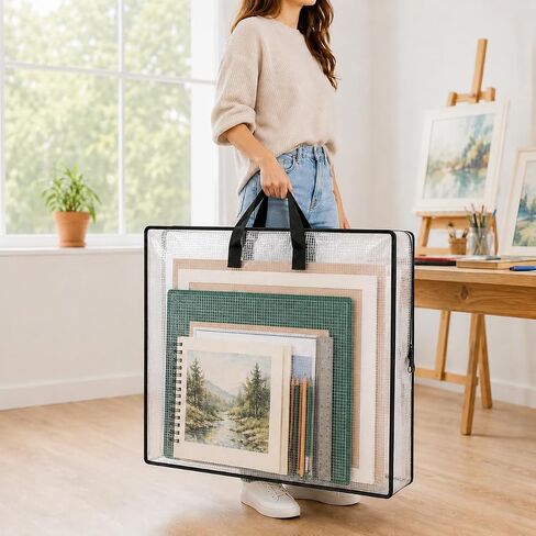 GONGKANGYUAN 2 Pack Clear Art Portfolio Storage Bags, 26 x 26 in in Saudi Arabia