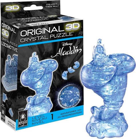 BePuzzled Original 3D Crystal Jigsaw Puzzle - Genie Disney Aladdin Brain Teaser, Fun Decoration for Kids Age 12 and Up, 35 Pieces (Level 1), Blue in Kuwait