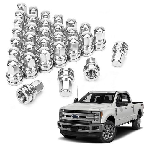 32PCS Wheel Lug Nut (Chrome) of 14x1.5 Lug Nuts Fit for 2017-2022 Ford F250 F350 Replace HCPZ-1012-A HCPZ-1012-B - Wheel Accessories Parts Set in Kuwait