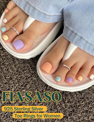 FIASASO 2 Pcs Sterling Silver Toe Rings for Women Adjustable Band Toe Rings Summer Beach Open Toe Ring Foot Jewelry Set in Kuwait