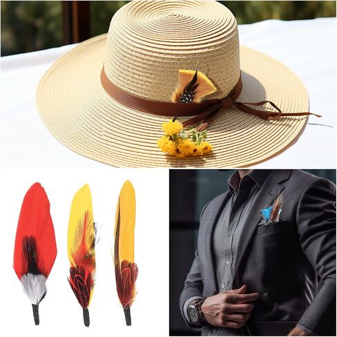 RUGLAMZHIP Hat Feathers, 12 Pcs Colorful Natural Feathers in Kuwait