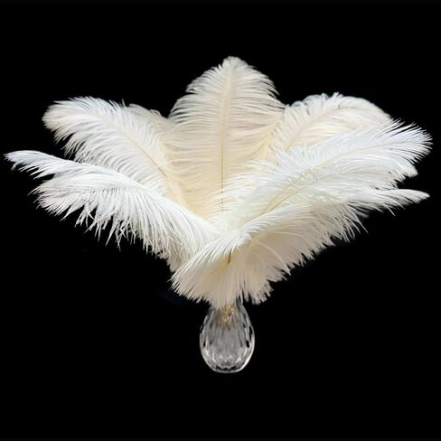 Piokio 20Pcs White Ostrich Feathers 10-12 inch (25-30cm) in Saudi Arabia