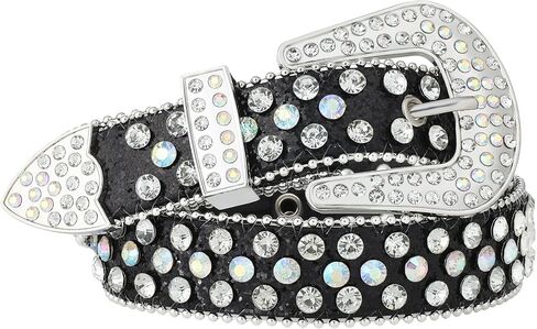AWAYTR Kids Rhinestone Western Belt - Cowboy Cowgirl Belts with Bling Diamond Studded and Sequin Leather Belt for Jeans in Kuwait