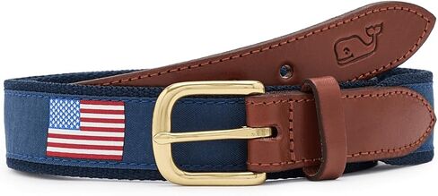vineyard vines Boy’s American Flag Canvas Leather Belt in Kuwait