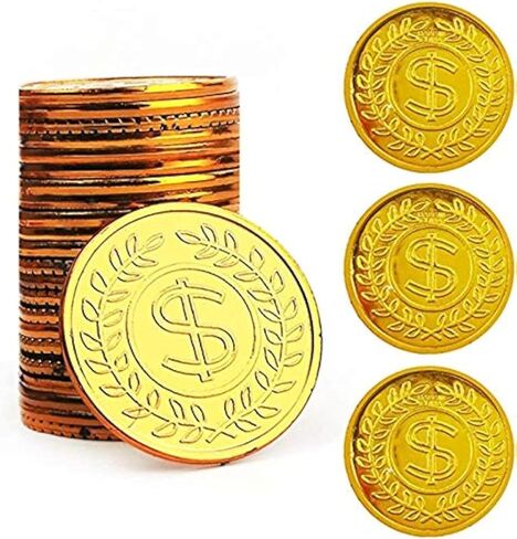 TCOTBE 100 Pcs Gold Pirate Coins Doubloons for Treasure Hunt Party Favors in Saudi Arabia