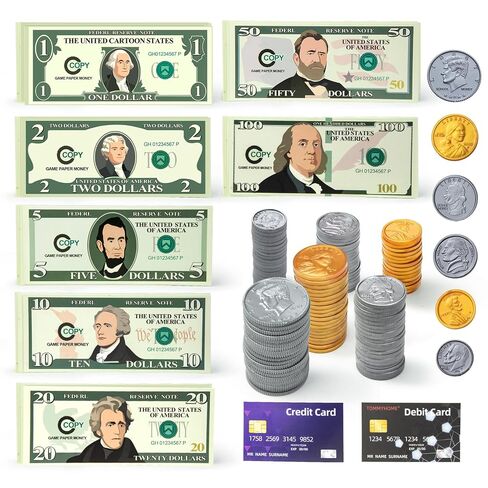 Play Money Set for Kids with Bills & Coins,Pretend Play Cash for Homeschool, Game Currency for Education, Board Games in Saudi Arabia