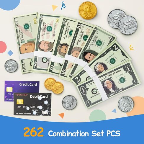 Play Money Set for Kids with Bills & Coins,Pretend Play Cash for Homeschool, Game Currency for Education, Board Games in Saudi Arabia