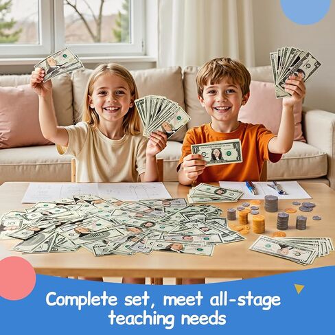 Play Money Set for Kids with Bills & Coins,Pretend Play Cash for Homeschool, Game Currency for Education, Board Games in Saudi Arabia