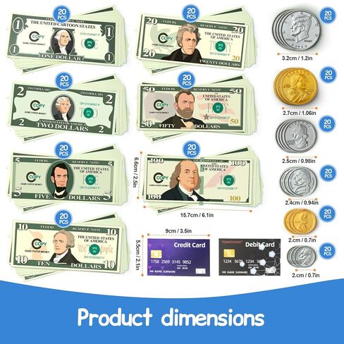 Play Money Set for Kids with Bills & Coins,Pretend Play Cash for Homeschool, Game Currency for Education, Board Games in Saudi Arabia