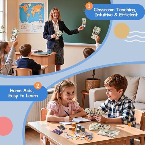 Play Money Set for Kids with Bills & Coins,Pretend Play Cash for Homeschool, Game Currency for Education, Board Games in Saudi Arabia
