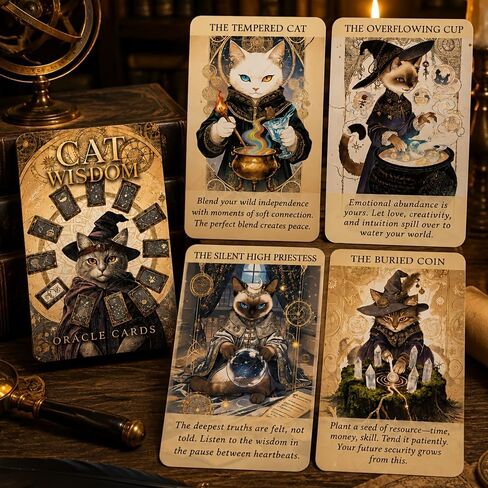 MISS FIRE Cat Oracle Cards for Women - Witchy Tarot Deck with Healing Quotes & Magical Cat Art. A Charming Spiritual Gift, Teens & Friends in Kuwait