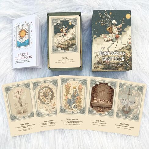 Han Yu Bowen Garden Tarot Deck – Vintage Botanical Tarot Cards with Skull & Floral Art, 78 Card Deck for Intuition, Reflection & Daily Guidance, Aesthetic Spiritual Gift for Beginners & Readers in Saudi Arabia