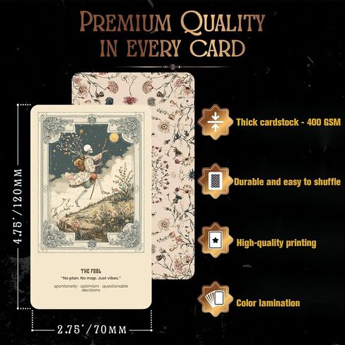 Han Yu Bowen Garden Tarot Deck – Vintage Botanical Tarot Cards with Skull & Floral Art, 78 Card Deck for Intuition, Reflection & Daily Guidance, Aesthetic Spiritual Gift for Beginners & Readers in Saudi Arabia