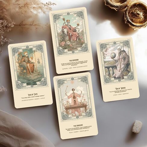 Han Yu Bowen Garden Tarot Deck – Vintage Botanical Tarot Cards with Skull & Floral Art, 78 Card Deck for Intuition, Reflection & Daily Guidance, Aesthetic Spiritual Gift for Beginners & Readers in Saudi Arabia