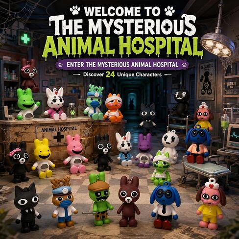 24 Pack Animal Hospital Horror Figures, Mini Collectible Toys for Kids in Saudi Arabia
