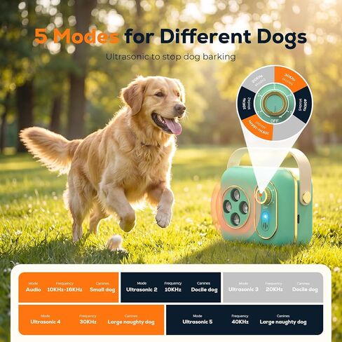 Ultrasonic Bark Deterrent for Dogs, Automatic Anti Barking Device with 4 Ultrasonic Transmitters Long Range 50FT, Type-C Rechargeable Bark Box, No More Barking Indoor/Outdoor Training in Saudi Arabia