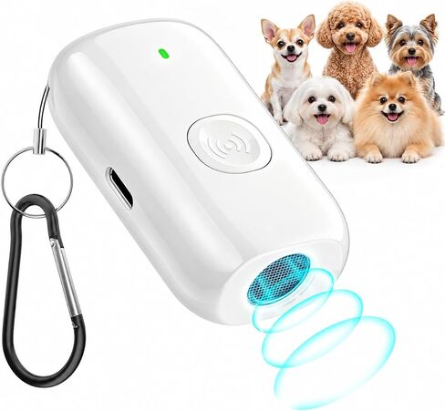 Ultrasonic Bark Deterrent Device for Small Dogs – 25kHz Gentle Frequency, 50ft Range, Rechargeable Manual Trainer, Pain-Free Training & Behavior Aid for Indoor/Outdoor Use（White） in Kuwait