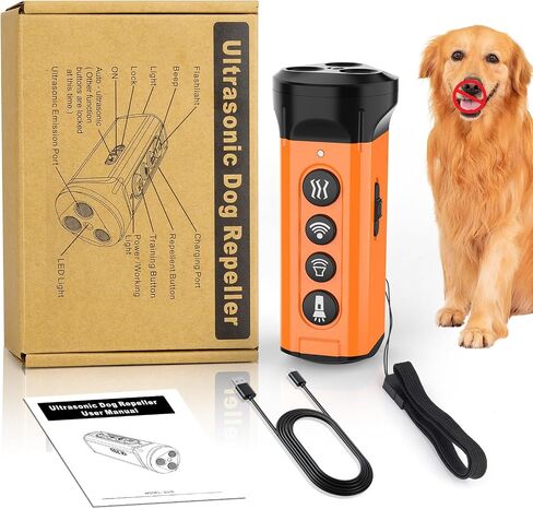 Dog Bark Deterrent Device,50FT Range Ultrasonic Dog Repeller,6 Training Modes&4 Using Scenarios Dog Whistle to Stop Barking,3X Anti Barking Device,2000mAh Bark Shield in Kuwait