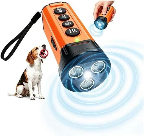 Dog Bark Deterrent Device,50FT Range Ultrasonic Dog Repeller,6 Training Modes&4 Using Scenarios Dog Whistle to Stop Barking,3X Anti Barking Device,2000mAh Bark Shield in Kuwait