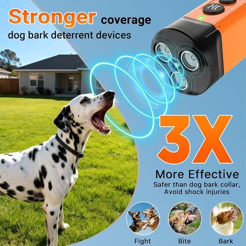 Dog Bark Deterrent Device,50FT Range Ultrasonic Dog Repeller,6 Training Modes&4 Using Scenarios Dog Whistle to Stop Barking,3X Anti Barking Device,2000mAh Bark Shield in Kuwait
