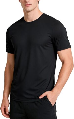 Mens Workout Shirts Dry Fit, Mens Running Shirt Athletic Shirts Moisture Wicking Crew Neck Gym T-Shirts Short Sleeve in Kuwait