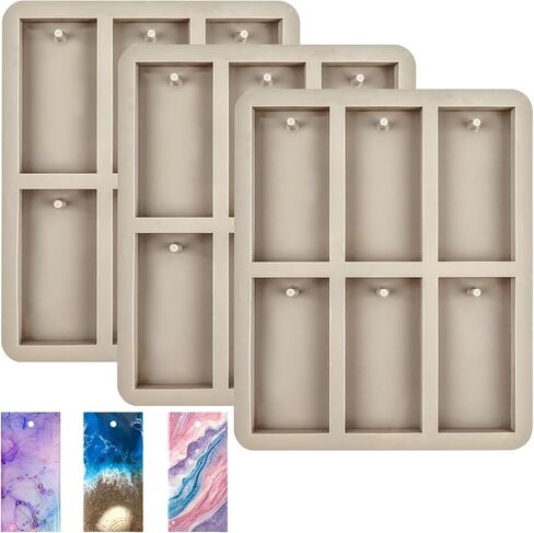 Silicone Wax Sachets Molds 2Pcs Rectangle Rhombic Elliptical Wax Mold Epoxy Casting Jewelry Making Molds Christmas Wax Melt Mold with Hanging Hole for DIY Jewelry Keychain Making Pendant Crafts in Saudi Arabia