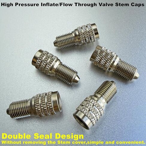 Double Seal Valve Stem Caps,Metal Valve Stem Extenders Double Seal High Pressure Inflate/Flow Through Valve Stem Caps Tire Caps for High Pressure Cars, Trucks, Trailers RV Semi Bus Tires- V2B DS-1 in Kuwait