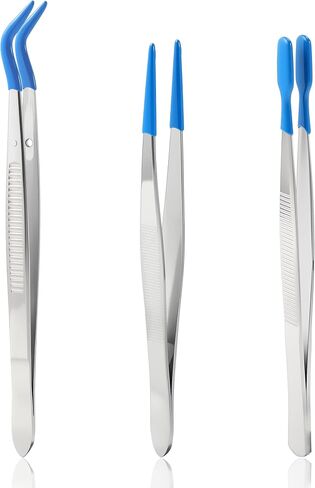3 Pcs Tweezers with Rubber Tips, Blue PVC Coated in Saudi Arabia