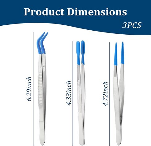 3 Pcs Tweezers with Rubber Tips, Blue PVC Coated in Saudi Arabia