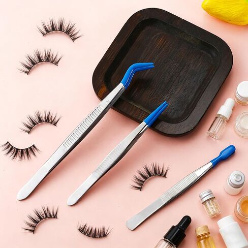3 Pcs Tweezers with Rubber Tips, Blue PVC Coated in Saudi Arabia
