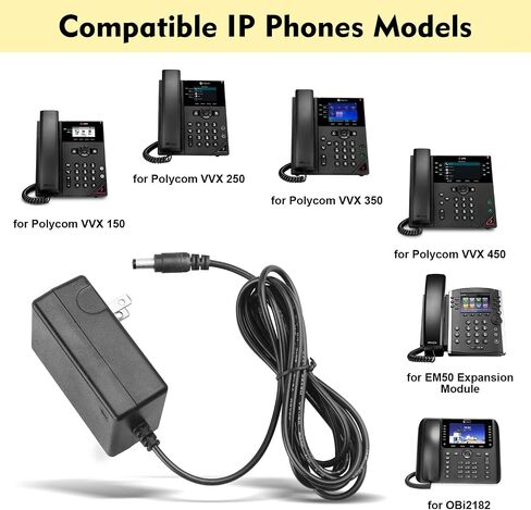 محول طاقة 48 فولت لمزود الطاقة Polycom VVX 411، هواتف Polycom IP VVX 300، 301، 310، 311، 400، 401، 410، 500، 501، 511، 600، 601، 611، هواتف Avaya 1110، 1120e، 1140e، 12 10 ، 1220، 1230 in Kuwait