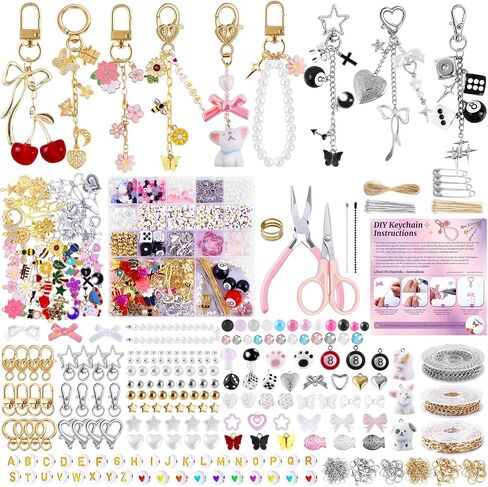 Wurosi Pink 680PCS Keychain Making Kit DIY Crafts, DIY Bag Charm Kit in Saudi Arabia