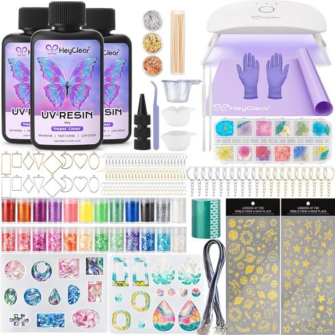 HeyClear 100g UV Resin kit with Molds, Tools for Beginners Jewelry Making in Saudi Arabia
