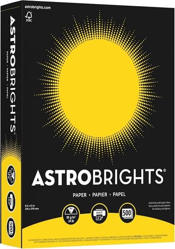 Neenah Astrobrights Bright Color Paper, 8 1/2in. x 11in., 24 Lb, FSC Certified, Solar Yellow, Ream Of 500 Sheets, 21538 in Kuwait