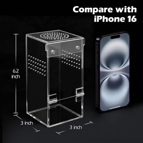 Jumping Spider Enclosure Hammock Kit, 6×3×3 Inch Small Clear Reptile Terrarium, No Assembly Required, Reptile Ventilated Habitat with Magnetic Door for Tarantula, Snail, Praying Mantis in Kuwait