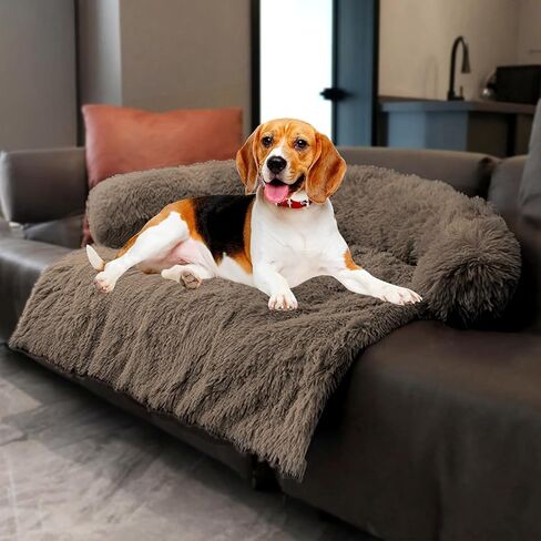 Calming Dogs/Cats Bed Mats, Dog Pad Washable Removable Couch Cover, Plush Long Fur Mat for Pets, Waterproof, Perfect for Small, Medium and Large Dogs and Cats (Gradient Gray, 36"x31.5"x 5.0") in Kuwait