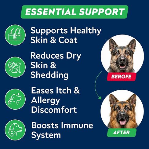 Omega 3 for Dogs - Fish Oil Skin & Coat Supplement, Itch & Allergy Support in Kuwait