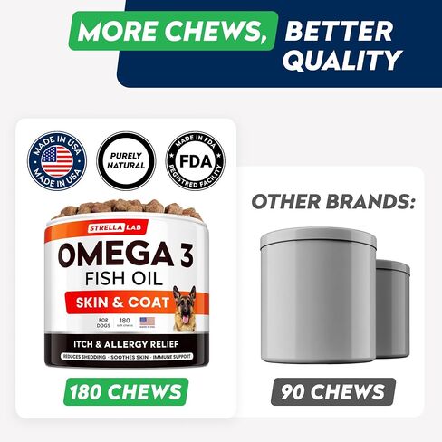Omega 3 for Dogs - Fish Oil Skin & Coat Supplement, Itch & Allergy Support in Kuwait