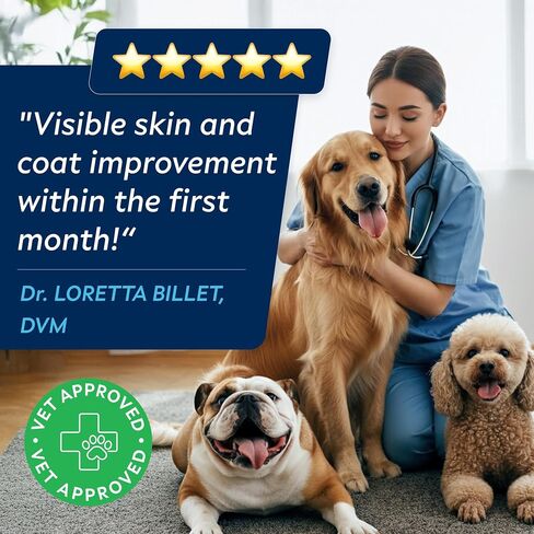 Omega 3 for Dogs - Fish Oil Skin & Coat Supplement, Itch & Allergy Support in Kuwait