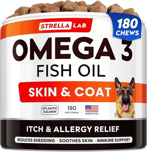 Omega 3 for Dogs - Fish Oil Skin & Coat Supplement, Itch & Allergy Support in Kuwait