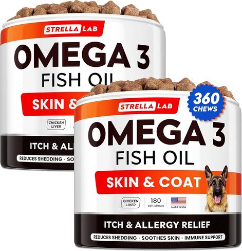 Omega 3 for Dogs - Fish Oil Skin & Coat Supplement, Itch & Allergy Support in Kuwait